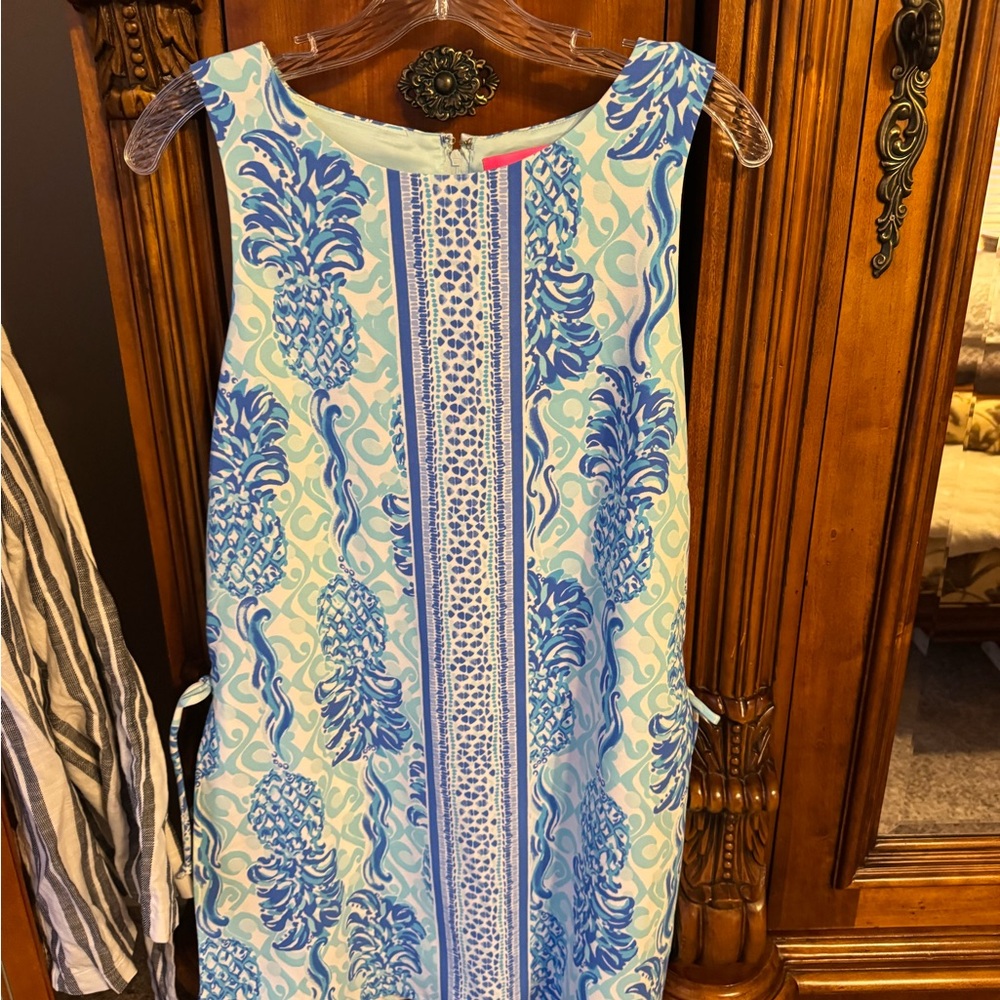Lilly Pulitzer Blue Sheath Midi Dress Crew Neck Resort Wear